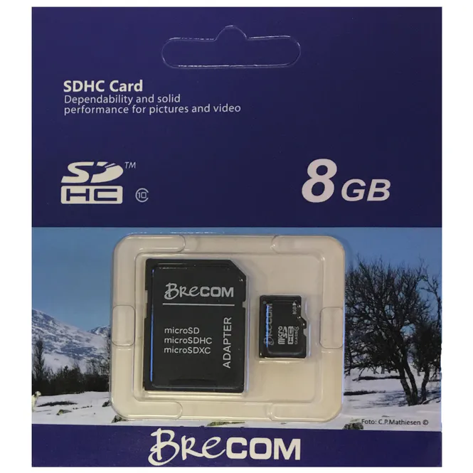 Hovedbilde Brecom minnekort Micro SD m/ adapter 8 GB